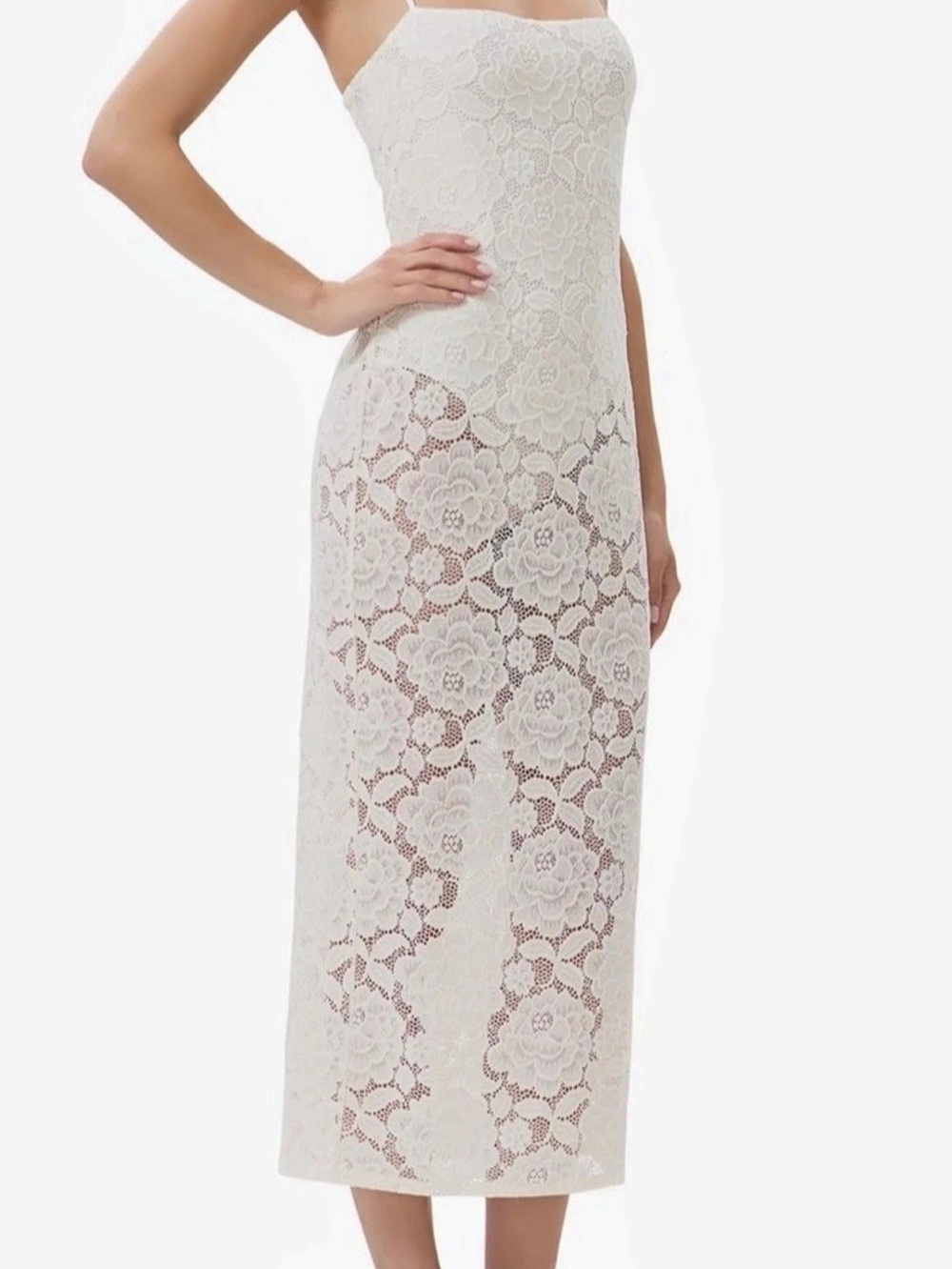 NWT AFRM Marsaille Gardenia Ivory Lace Midi Maxi Dress Bodysuit S Small